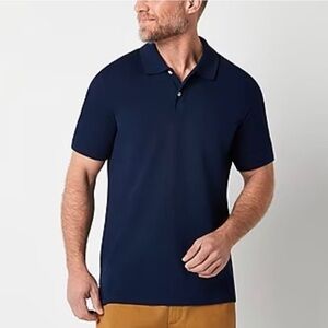NWT & NIP ST JOHN’S BAY Classic Performance Quick Dry Men’s Polo Shirt (Blue)